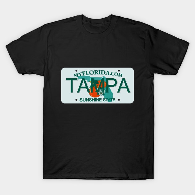 Tampa Florida License Plate T-Shirt by Mel's Designs